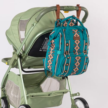 Montana West Wrangler Callie Diaper Bag Backpack with Stroller Straps Multifunction Baby Travel Bag WG2204-9110TQ - color: Turquoise