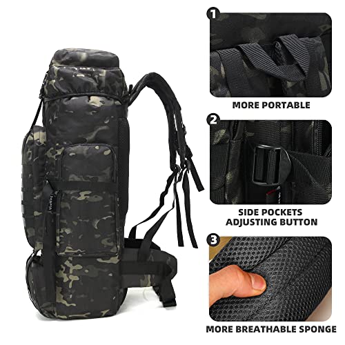 King'sGuard 70L Camping Hiking Backpack for Men Women Large Military Tactical Backpack Molle Rucksack Backpack for Outdoor - color: Black-2