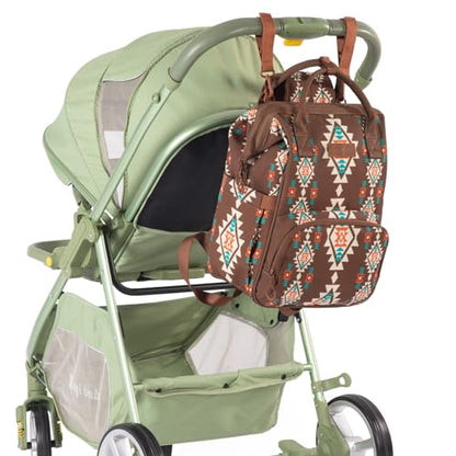Wrangler Callie Diaper Bag Backpack with Stroller Straps Multifunction Baby Travel Bag WG2204-9110CF - color: Coffee