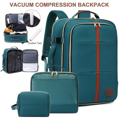 40L Travel Laptop Backpack for Women & Men, Airline Approved Carry On Luggage Overnight Bags, Waterproof Personal Item Bag, Weekender Essentials Backpacks Vacuum Backpack Dark Green - color: Dark Green