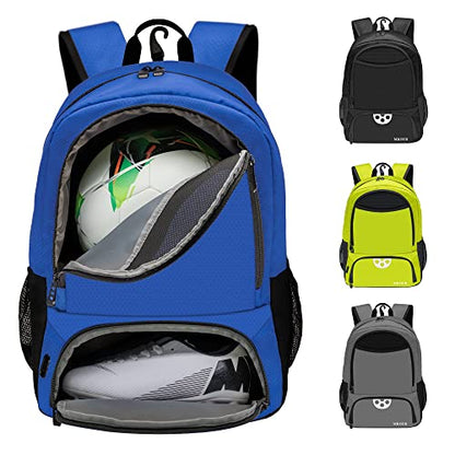 Mkour Soccer Backpack for Football Basketball Volleyball, with Ball Compartment and Holder - color: Royal Blue