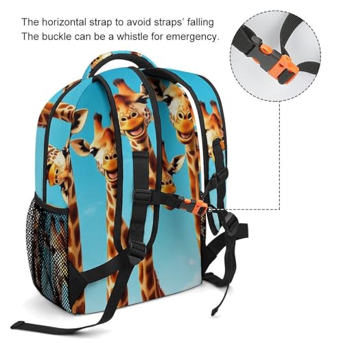 Mens Portable Backpack with Side Pocket Lightweight Laptop Backpack Giraffe Selfie Book Bag Casual Daypack for Office Travel Hiking - color: Color(535)