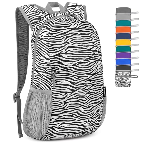 ZOMAKE Lightweight Packable Backpack 20L,Foldable Backpacks Small Daypack for Hiking Water Resistant Day Bag for Travel(Zebra Print) - color: Zebra Print