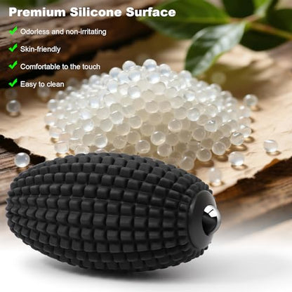 HODEMI Vibrating Massage Ball Roller with Rolling Head for Foot & Muscle Relaxation, Electric Massage Ball with 3 Speeds for Myofascial Release, Sports Recovery, Yoga & Fitness (Black) - color: Black
