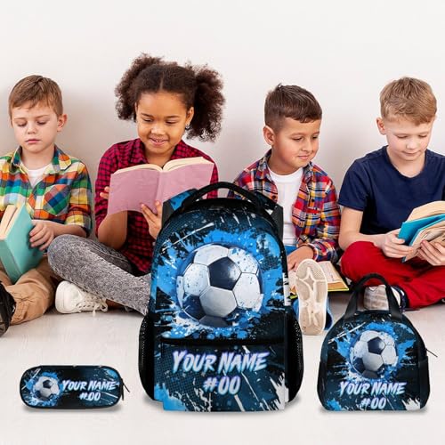 COZYAURA Kids Backpack - Personalized Soccer Backpacks Set for Boys Girls - School Bookbag with Lunch Box - Sport Themed Book Bag for Elementary Middle School - color: Style-1