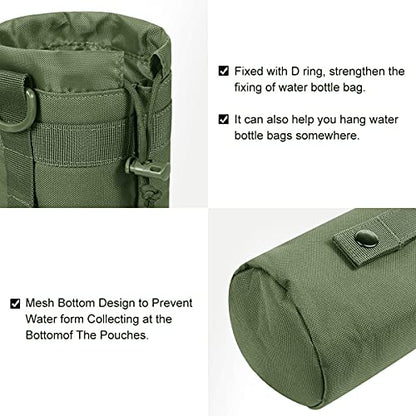 3 Pack Molle Pouch Combo Water Bottle Pouch Holder Tactical Molle Pouches Compact Utility Waist Bag Pack - color: Combo D:Green