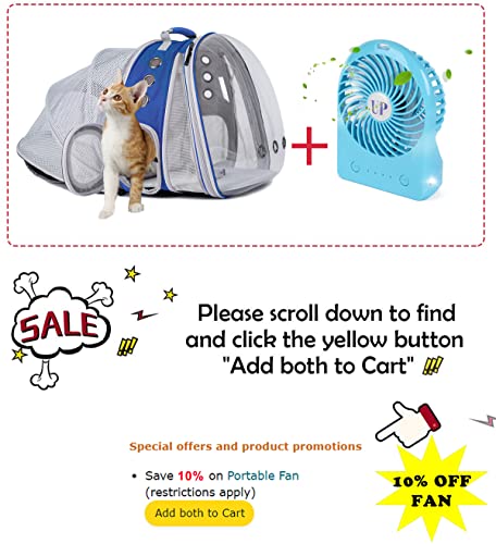 Dual Expandable Cat Backpack Carrier, Fit up to 20 lbs, Expandable Pet Carrier Backpack for Large Fat Cat and Small Puppy - color: Blue