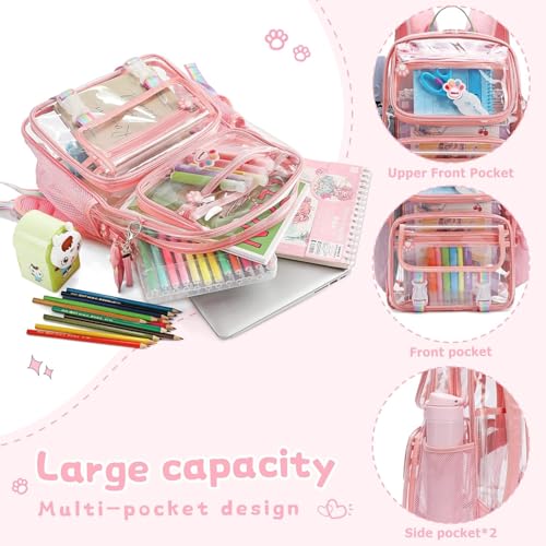 Clear Backpack Stadium Approved Heavy Duty Large Transparent Bag with Anti-Theft Pocket for School, Work, and Events