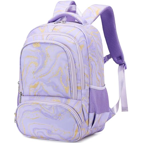 abshoo Marble Lightweight Kids Backpack For School Girls Elementary Kindergarten Bookbag School Bags (Marble Purple) - color: Marble Purple
