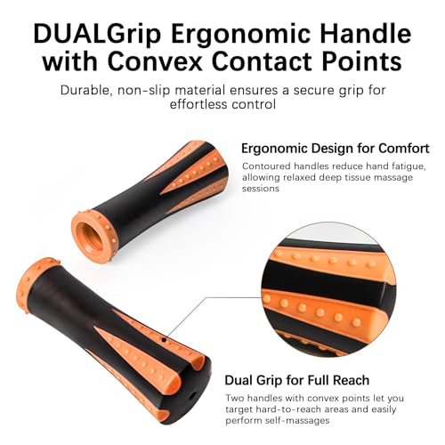 Muscle Roller Massage Roller Stick- Deep Tissue Fascia Blaster for Myofascial Pain Relief, Lymphatic Drainage & Body Sculpting, Handheld Physical Therapy & Recovery Tool (Orange black-18 inch) - color: Orange Black