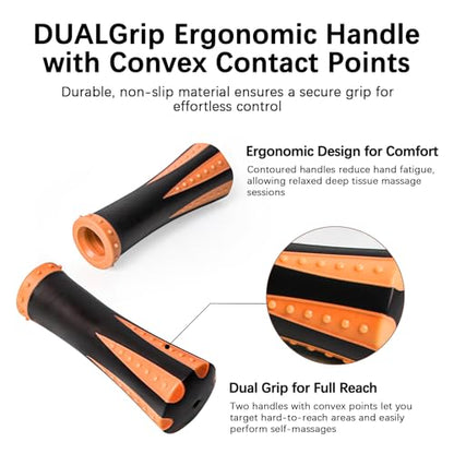 Muscle Roller Massage Roller Stick- Deep Tissue Fascia Blaster for Myofascial Pain Relief, Lymphatic Drainage & Body Sculpting, Handheld Physical Therapy & Recovery Tool (Orange black-18 inch) - color: Orange Black
