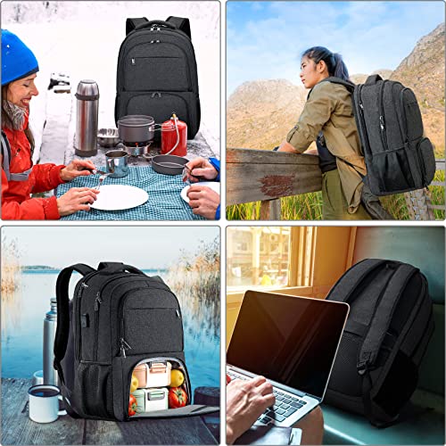 Lunch Backpack, Insulated Cooler Lunch Bag Backpack, Large School Backpacks for Teen Boys Water Resistant Back Pack Gift for Men Fit 17 Inch Laptop, - color: Black