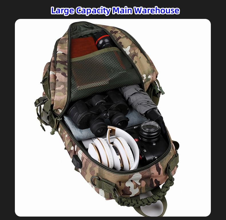 Heavy duty zipper military backpack Outdoor Tactical Backpack，Nylon canvas Knapsack，hiking camping travel Backpack， 3-day backpack，water resistant (Black) - color: Black