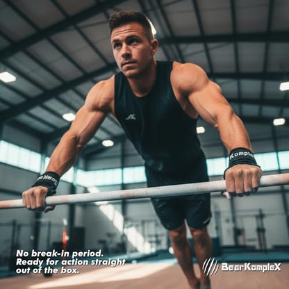 Bear KompleX No Hole Hand Grips - Non-Slip Fingerless Gymnastics Grips for Weight Lifting, Pull-ups & Cross Training | Lightweight, Padded Wrists & Foldable Grip. - size: Large