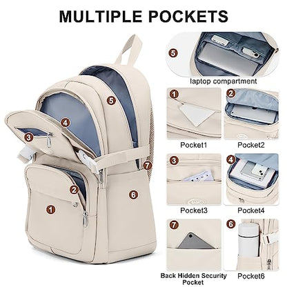 weradar Cute Backpack, Simple Casual Daypacks Backpack With Lots Of Pockets,Aesthetic Backpack For Women Men(Beige) - color: A2-beige