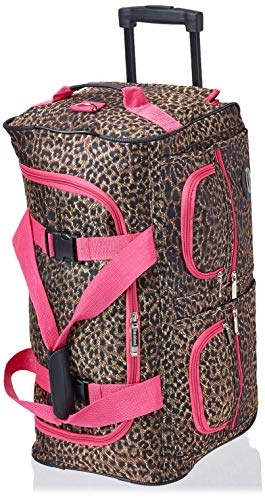 Rockland Rolling Duffel Bag, Black, 22" - color: Pink Leopard, size: 22"