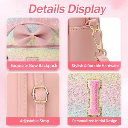 Birthday Gift for 2 3 4 5 6 7 8 9 10 Year old Girls Personalized Initial Mini Backpack Purse for Toddler Kids-Shine-I - color: Shine, style: I