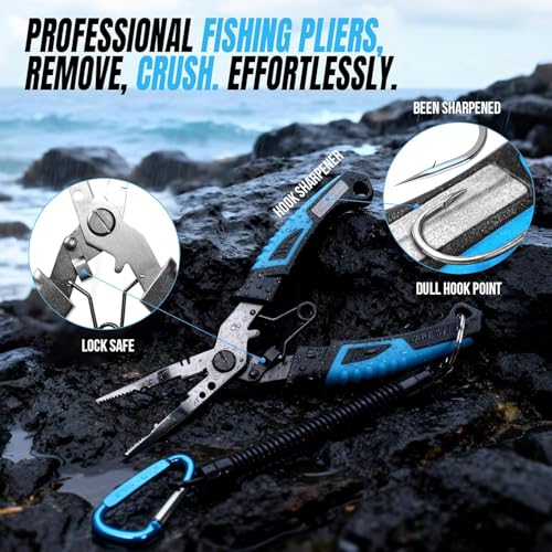 PLUSINNO Fishing Gear,Full Fishing Pole kit Include Fishing Rod and Reel Combo, Tackle Box with Fishing Lures, Fishing Accessories, Fishing Pliers,Fishing Gifts for Men with Fishing Tool Kit - style: Blue Fishing Combo With Bank Fishing Rod Holder