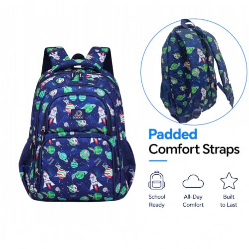 MYGOO Boys School Backpack Campus Astro Navy Bookbag for Elementary Middle School Ages 5-12, 17 inch Large Capacity 24L Kids Student Travel Bags - color: Campus Astro Navy
