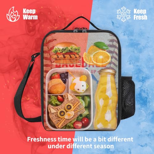 Baseball Backpack Set for School,17 Inch Casual Back to School Bags with Lunch Box, Kids Daypack Bags and Pencil Case Set for Teens Boys Men Students - color: Old-fashion Baseball