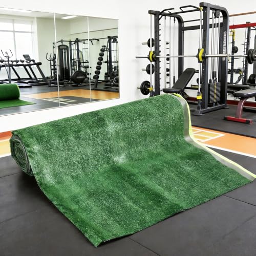 BreezeHug 65' x 3.3' (215 Sq.Ft) Gym Flooring Roll Turf Sports Sled Strips Turf Artificial Fake Grass with Non Slip Backing for Weight Sled Push Gym Equipment Training Indoor Outdoor, Green, 0.4" H