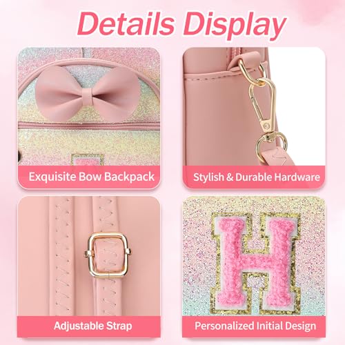 Birthday Gift for 2 3 4 5 6 7 8 9 10 Year old Girls Personalized Initial Mini Backpack Purse for Toddler Kids-Shine-H - color: Shine, style: H