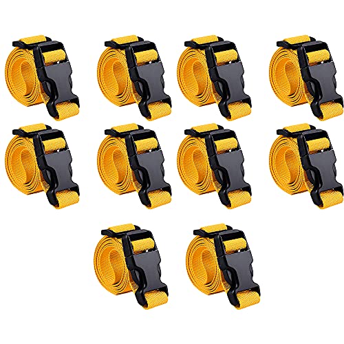 MAGARROW 40" 60" Strap Buckle Packing Straps Adjustable 1-Inch Belt Rope (Set of 10) (1" Wide - 40" Long, Golden Yellow) - color: Golden Yellow, size: 1" Wide - 40" Long