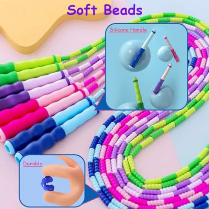 Jump Rope for Kids Girls and Boys, Soft Beaded Jump Ropes, Adjustable Skipping Rope, Tangle-Free Segmented Rope for Kid and Women Men Adults Exercise, Keeping Fit, Training - 9.2Ft - color: Pink2