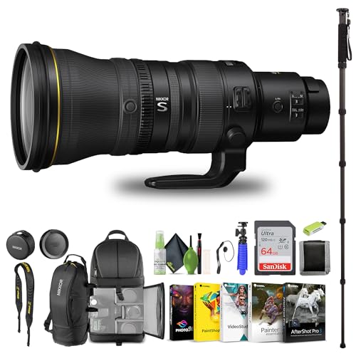 Nikon NIKKOR Z 400mm f/2.8 TC VR S Super-Telephoto Lens for Nikon Z-Series Mirrorless Cameras (20111) + 64GB Memory Card + Backpack + Monopod + Card Reader + Corel Photo Software + More