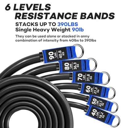 Heavy Resistance Bands for Working Out, NITEEN Resistance Bands with Handles Weight Exercise Bands for Men Women, Workout Bands with Door Anchor and Ankle Straps Strength Training Equipment - size: 390lbs