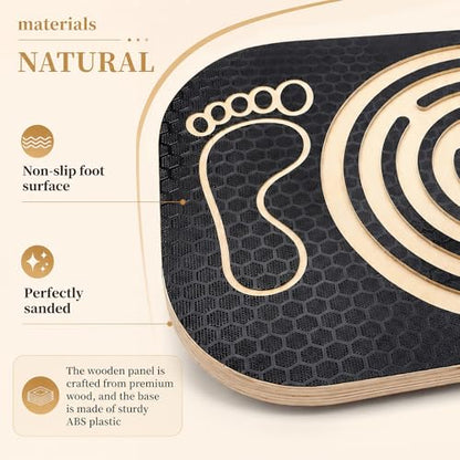 Wooden Balance Board Maze, Wobble Balance Board for Kids and Adults, for Core Strength Training, Leg Workout, Physical Therapy, Fitness, Skateboarding with Labyrinth