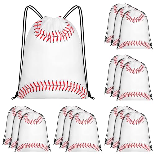 15 Pcs Baseball Drawstring Bags Backpack Birthday Party Goodie Favor Bags Gift Bag for Gym Sports Storage Travel - style: Baseball