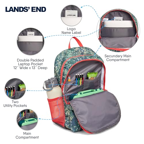 Lands' End Unisex Kids Large ClassMate Lightweight Durable Elementary School Backpack, Dusty Olive - color: Dusty Olive