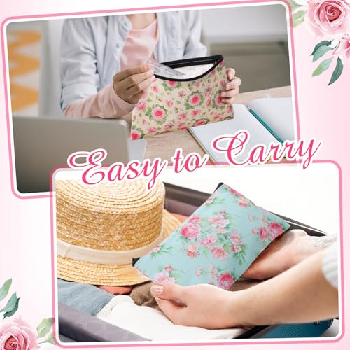 Reginary 20 Pcs Makeup Bags Gifts for Women Canvas Cosmetic Bags with Zipper Bulk Gift for Women Travel Purse Organizer Pouch Accessory, Toiletry Large Capacity, 7 x 4.3 Inch(Pink Flower) - style: Pink Flower
