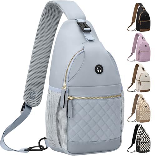 Vankor Small Crossbody Purses Bags for Women Men Travel, Chest Sling Bag Women Casual Cross Body Bag for Woman Sling Backpack - color: Light Blue, size: Medium