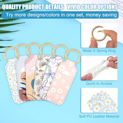 WK IEASON Lip Balm Holder for Chapstick Lipstick Sleeve Keychain,Small Christmas Gifts Stocking Stuffers for Teen Girls Women - color: 3 Pcs Floral Set B