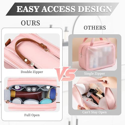 YOOLIFE Pink Letter Toiletry Bag - Travel Toiletry Bags for Women, Monogrammed Makeup Bag, Airplane Travel Essentials, Personalized Gifts for Women Her Teen Girls, Toiletries Letter R Pink - color: Pink, style: R