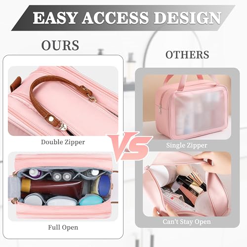 YOOLIFE Initial Toiletry Bag - Personalized Gifts for Women, 18th 20th 21st 30th 40th Birthday Gifts for Women Her, Personalized Initial Makeup Cosmetic Bags Sister Daughter Teacher Mom Gift L Pink - color: Pink, style: L