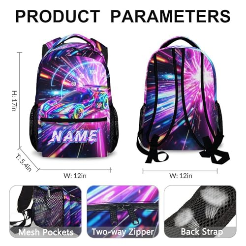 Boys Backpack Personalized Racing Car Backpacks for Kids Toddler, Cool Car Custom Bookbag for Preschool Primary Kindergarten - color: Blue