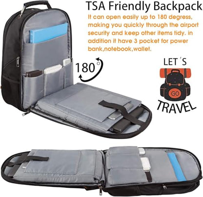 LTINVECK Travel Laptop Backpack, Extra Large Backpack for Men Women, TSA Friendly Heavy Duty Big Business Computer Backpacks Bag Fit 17 Inch Laptops, RFID Backbag - color: Red