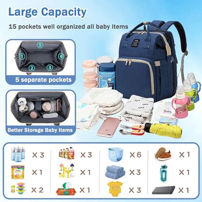 ANWTOTU Baby Diaper Bags with Changing Station,900D Oxford Waterproof Diaper Bag Backpack for Moms Dads with USB Charging Port,Large Capacity Baby Essentials(Ungrade Blue) - color: Ungrade-blue