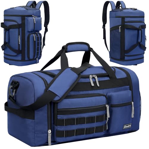 Gym Bag for Men Women with Shoes Compartment 3-in-1 Sports Travel Duffel Bag Multipurpose Weekender Overnight Backpack with Wet Pocket - Navy Blue(39L) - color: Navy Blue, size: 39L-Medium