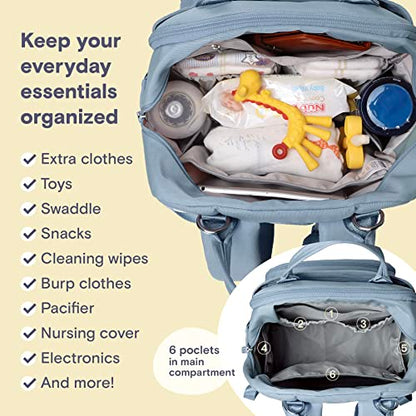 RUVALINO Diaper Bag Backpack-Multifunction Baby Travel Bag with Changing pad, Insulated Bottle Holders & Pacifier Case, Large Capacity, Waterproof, Sky Blue - color: Sky Blue