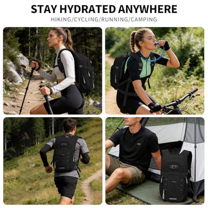 KABAQOO Hydration Backpack, 18L Multipurpose Hiking Backpack with 3L Water Bladder, Water Backpack Insulated Hydration Pack Ideal for Hiking and Cycling - color: Black