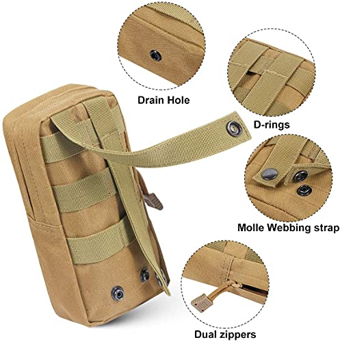 3 Pack Molle Pouch Combo Water Bottle Pouch Holder Tactical Molle Pouches Compact Utility Waist Bag Pack - color: Combo A:Khaki