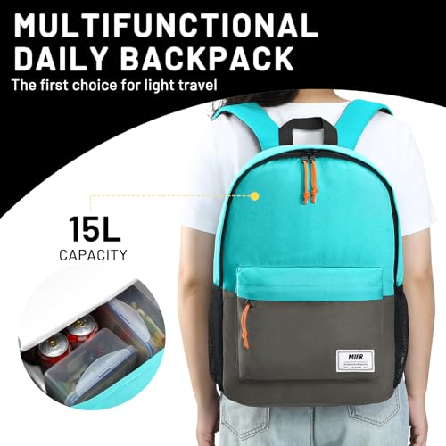 MIER Insulated Backpack Cooler Small Leakproof Lightweight Cute for Women Men to Work, Picnics, Camping, Park Day Trips, 15 L - color: Peacock blue/dark gray