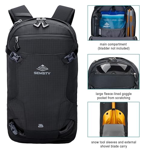 12L Ski & Snowboard Backpack, Backcountry Backpack for Men Women - color: Black