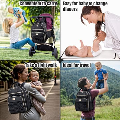 Tealari Diaper Bag Backpack,Stylish Baby Diaper Bag,Waterproof Travel Diaper Backpacks Baby Bags with Changing Pad,Stroller Straps,Insulated Pockets (Black) - color: Black