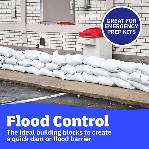 DURASACK Heavy Duty Sand Bags with Tie Strings Empty Woven Polypropylene Sand-Bags for Flood Control with 1600 Hours of UV Protection, 50 lbs Capacity, 14x26 inches, White, Pack of 50 - color: White, size: 50 Sandbags