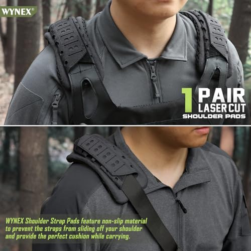 WYNEX Shoulder Strap Pad for Vest Carrier, 2 Pack Tactical Plate Shoulder Pads Strap Cushion Vest Accessories Shoulder Pads Soft Mesh Pads with Tactical Gear for Men - color: Black
